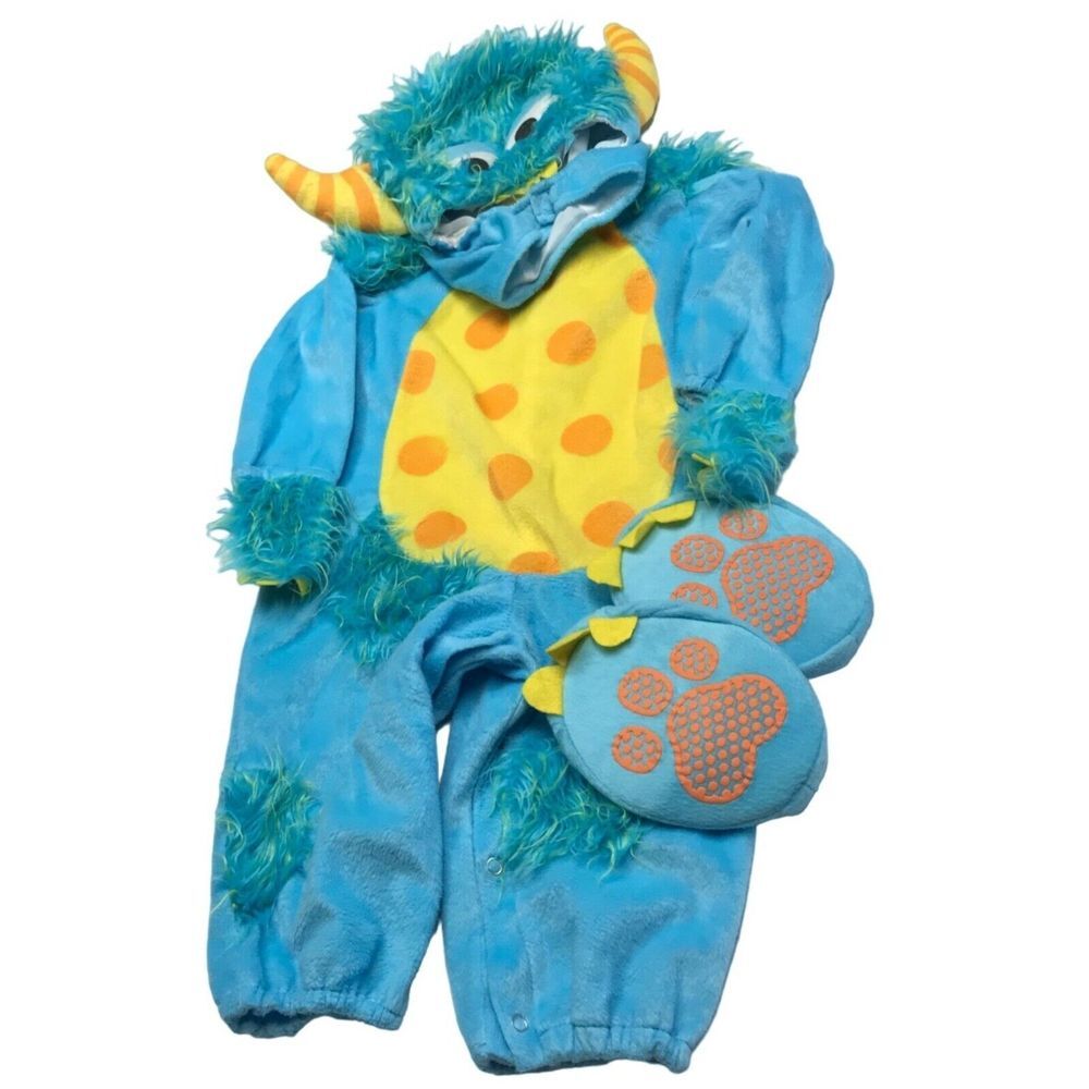 Lil Monster Costume infant Toddler Medium 12-18 months dress‎ up hat blue snap